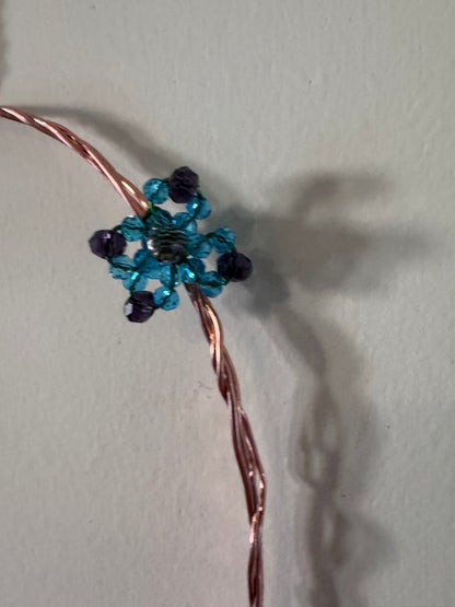Hummingbird Perch with Green Blue Flowers